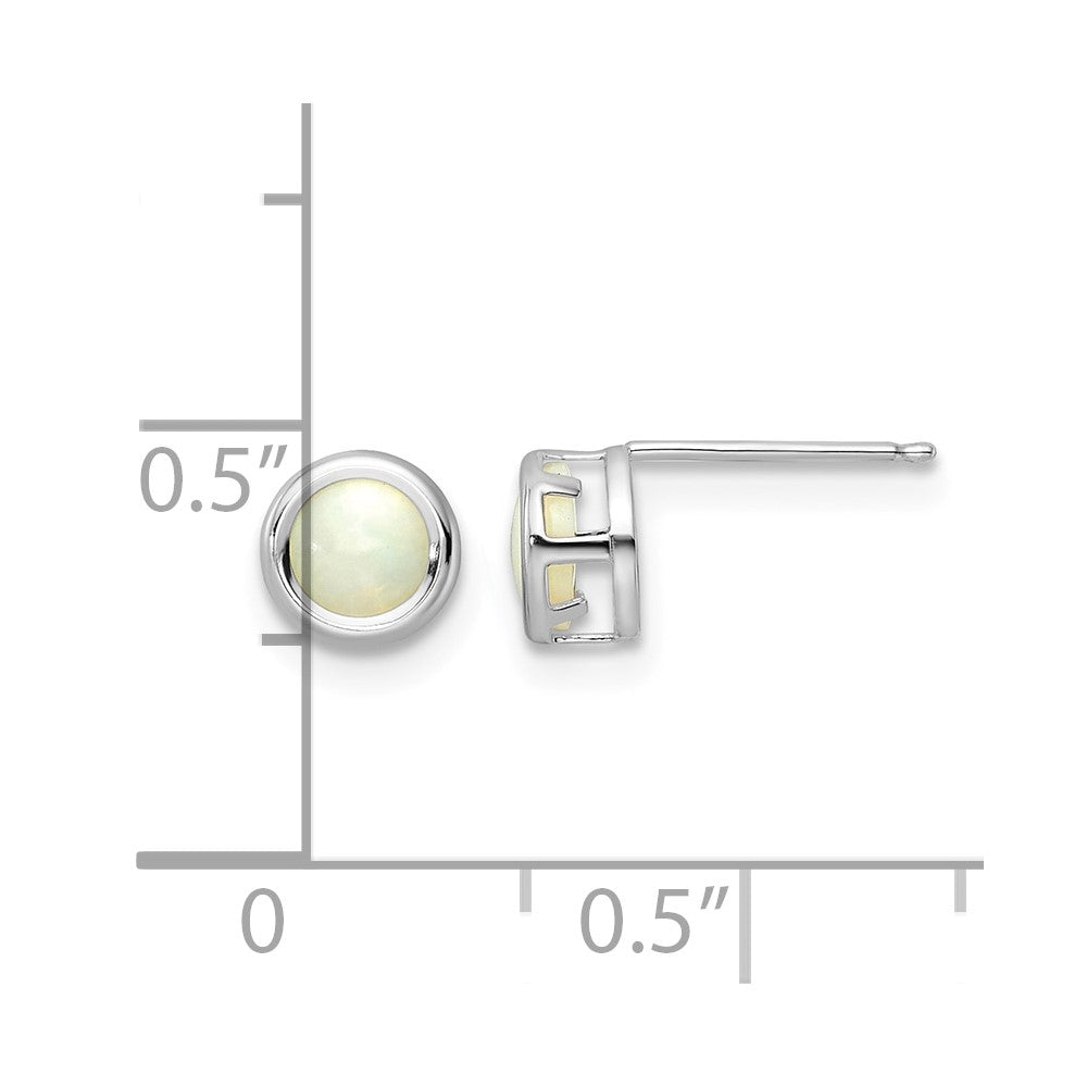 14K White Gold 5mm Bezel Opal Stud Earrings