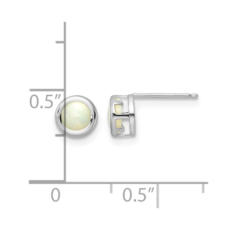 14K White Gold 5mm Bezel Opal Stud Earrings