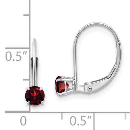 14K White Gold 4mm Garnet/January Earrings