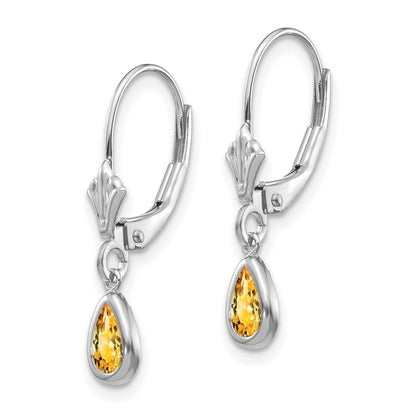 14K White Gold 6X4mm Citrin/November Earrings