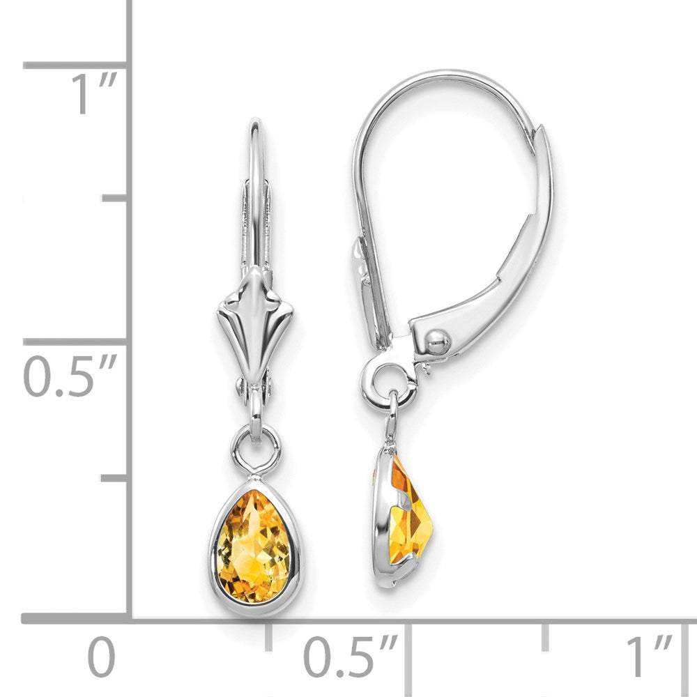 14K White Gold 6X4mm Citrin/November Earrings