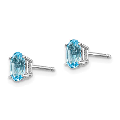 14K White Gold 6X4mm December/Blue Topaz Post Earrings
