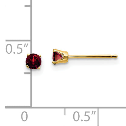 14K Yellow Gold 3mm January/Garnet Post Earrings