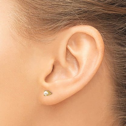 14K Yellow Gold 3mm June/Fw Cultured Pearl Post Earrings