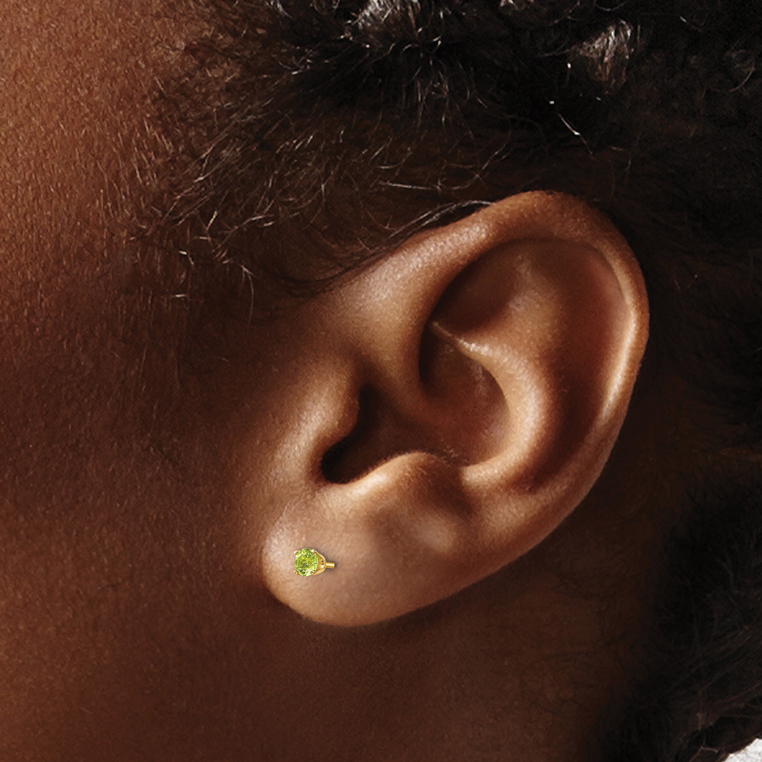14K Yellow Gold 3mm August/Peridot Post Earrings