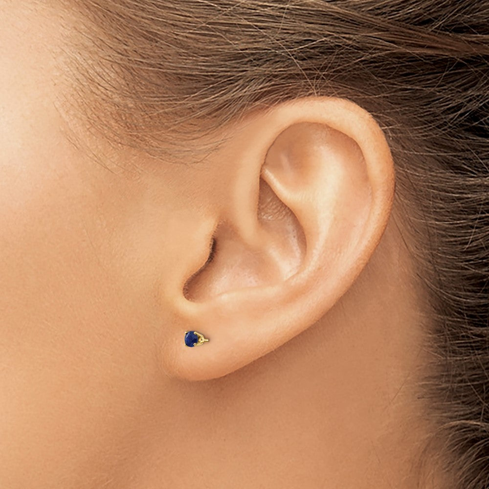 14K Yellow Gold 3mm September/Sapphire Post Earrings