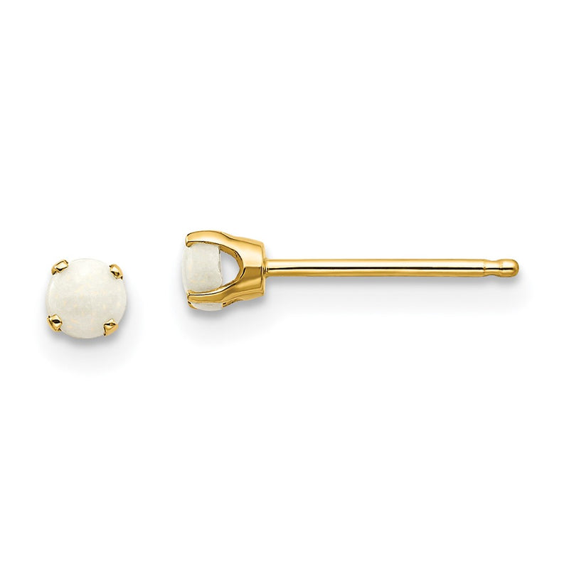 14K Yellow Gold 3mm October/Opal Post Earrings