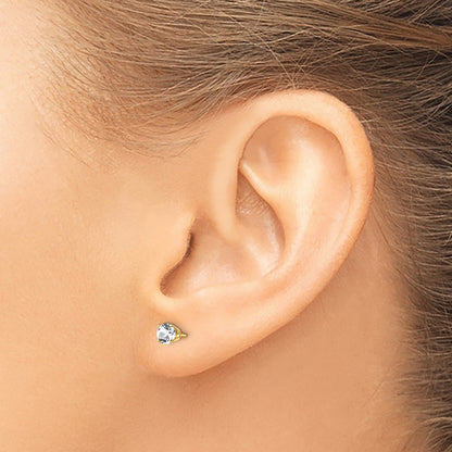 14K Yellow Gold 4mm April/White Topaz Post Earrings