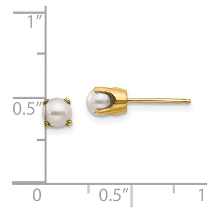 14K Yellow Gold 4mm June/Fw Cultured Pearl Post Earrings