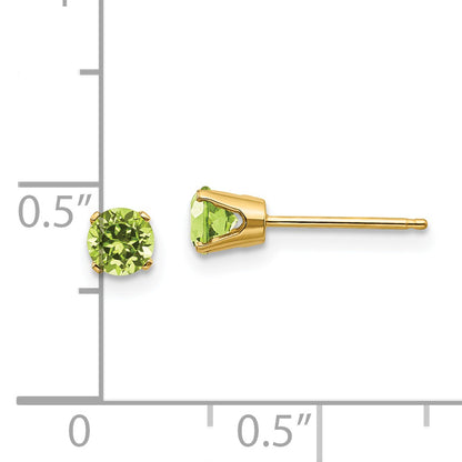 14K Yellow Gold 4mm August/Peridot Post Earrings