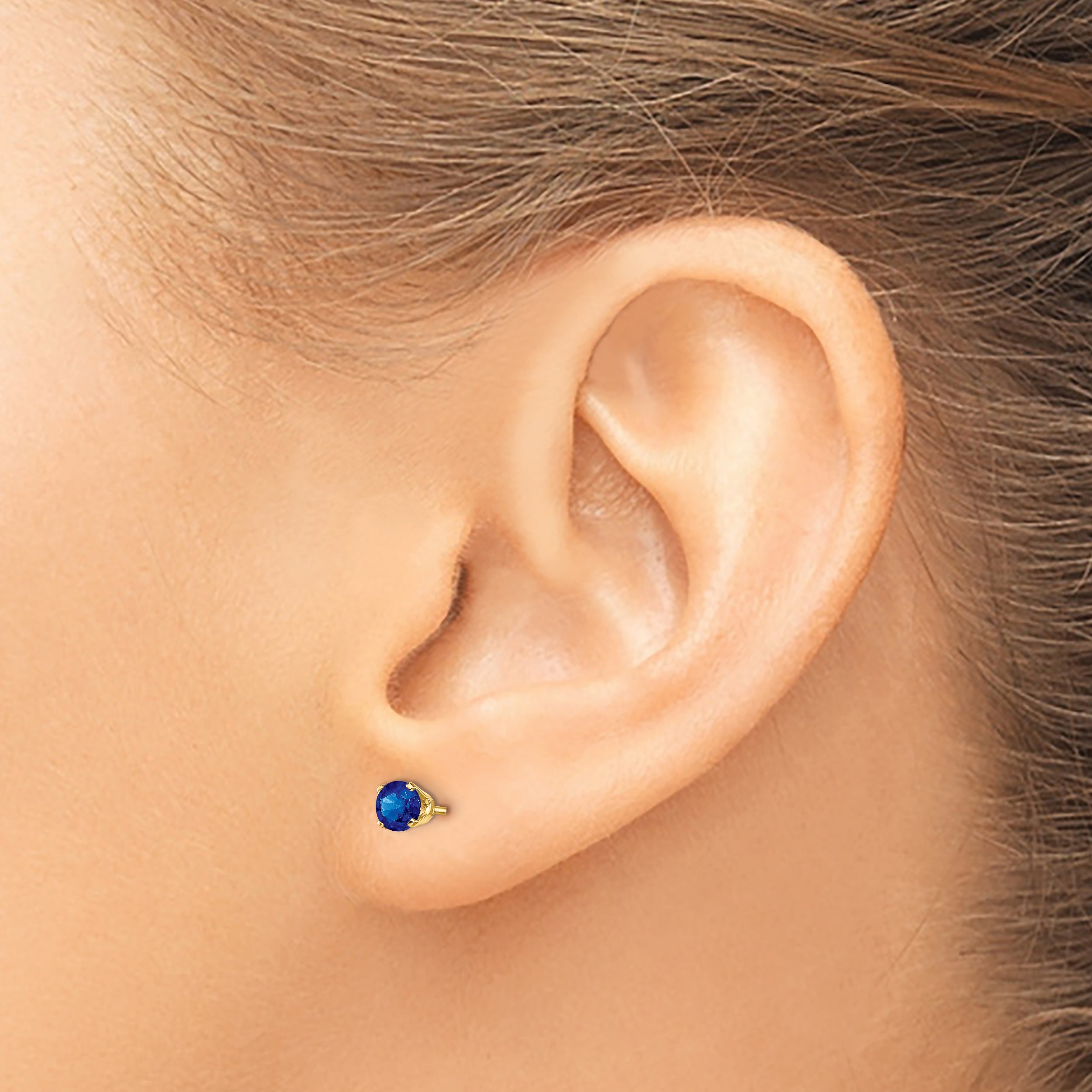 14K Yellow Gold 4mm September/Sapphire Post Earrings