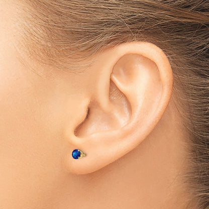 14K Yellow Gold 4mm September/Sapphire Post Earrings