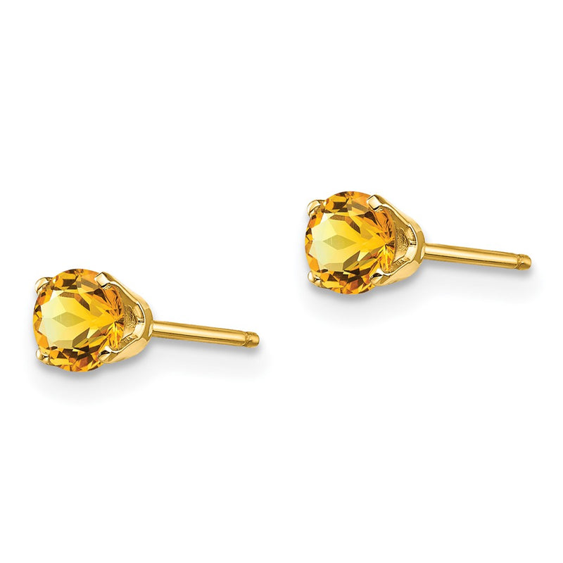 14K Yellow Gold 4mm November/Citrine Post Earrings
