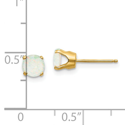 14K Yellow Gold 5mm Opal Earrings October