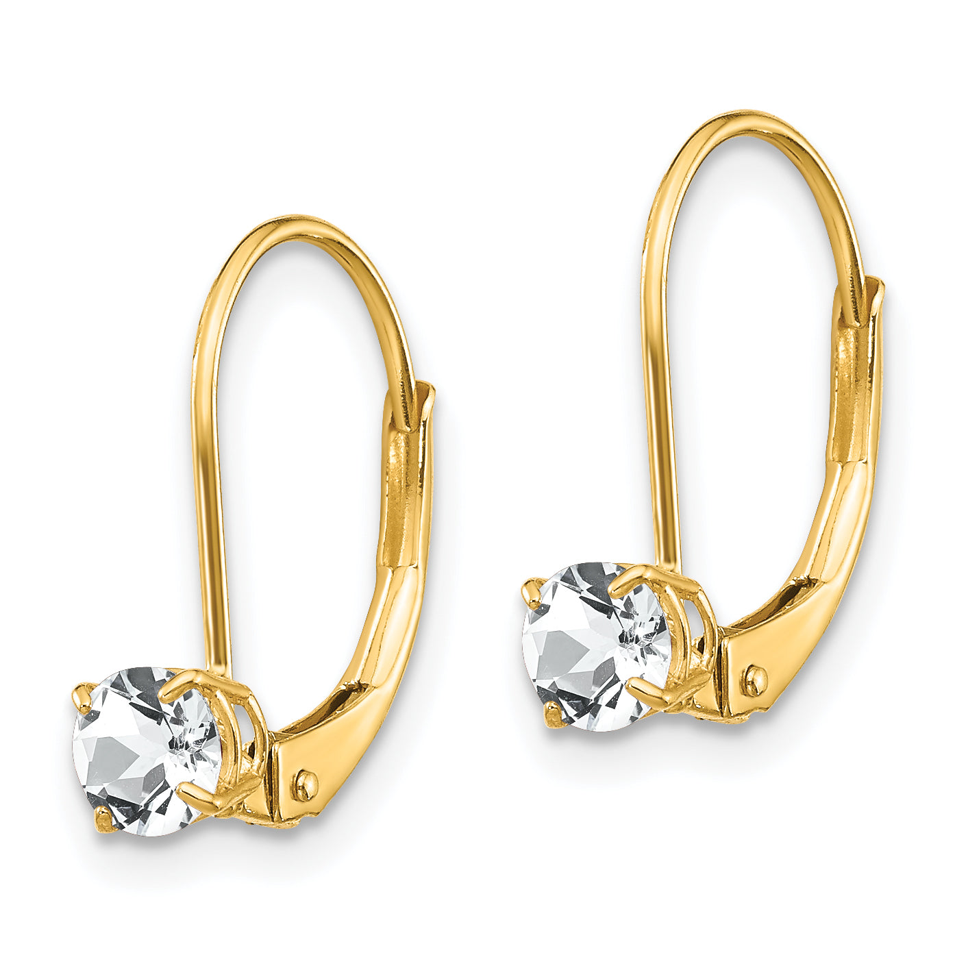 14K Yellow Gold White Topaz Earrings April