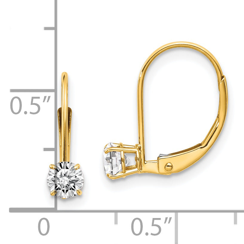 14K Yellow Gold White Topaz Earrings April