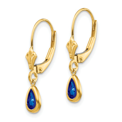 14K Yellow Gold 6X4mm September/Sapphire Earrings