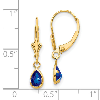 14K Yellow Gold 6X4mm September/Sapphire Earrings