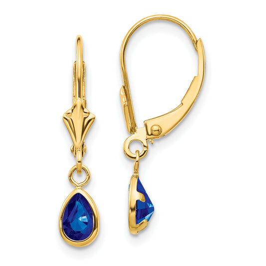 14K Yellow Gold 6X4mm September/Sapphire Earrings