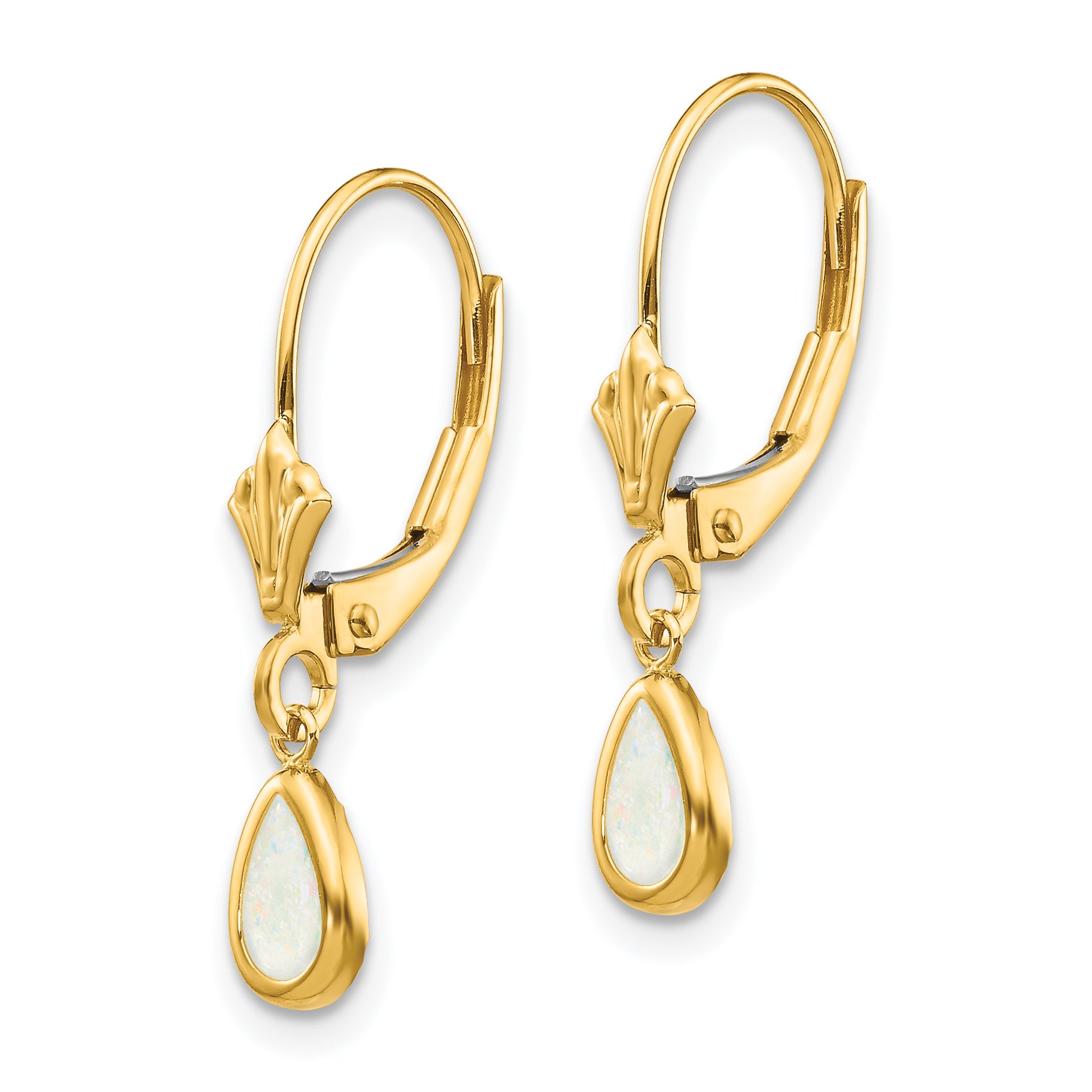 14K Yellow Gold 6X4mm Opal/October Earrings
