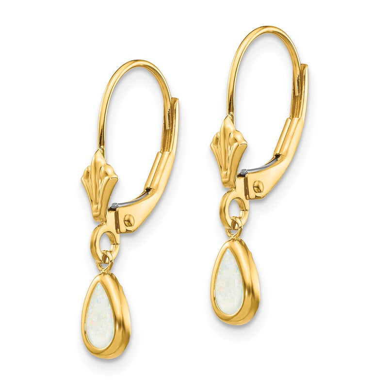 14K Yellow Gold 6X4mm Opal/October Earrings