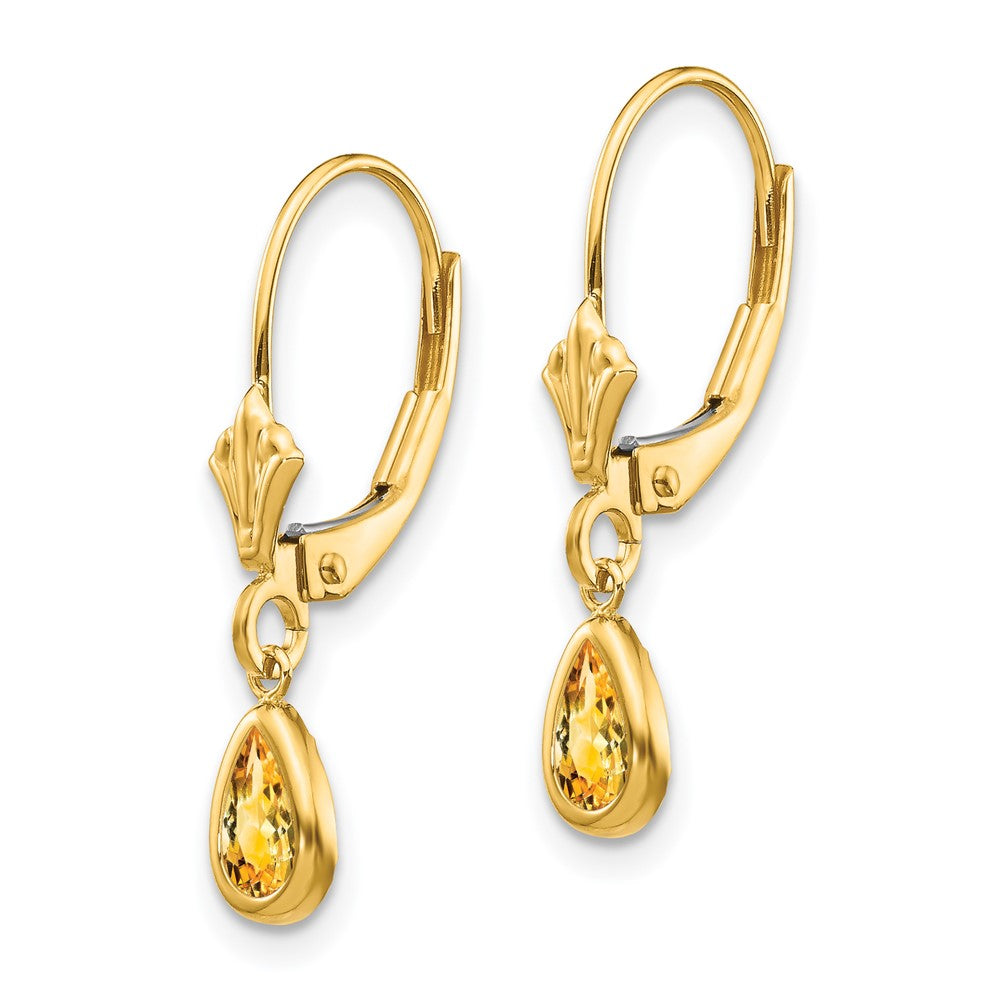 14K Yellow Gold 6X4mm November/Citrine Earrings