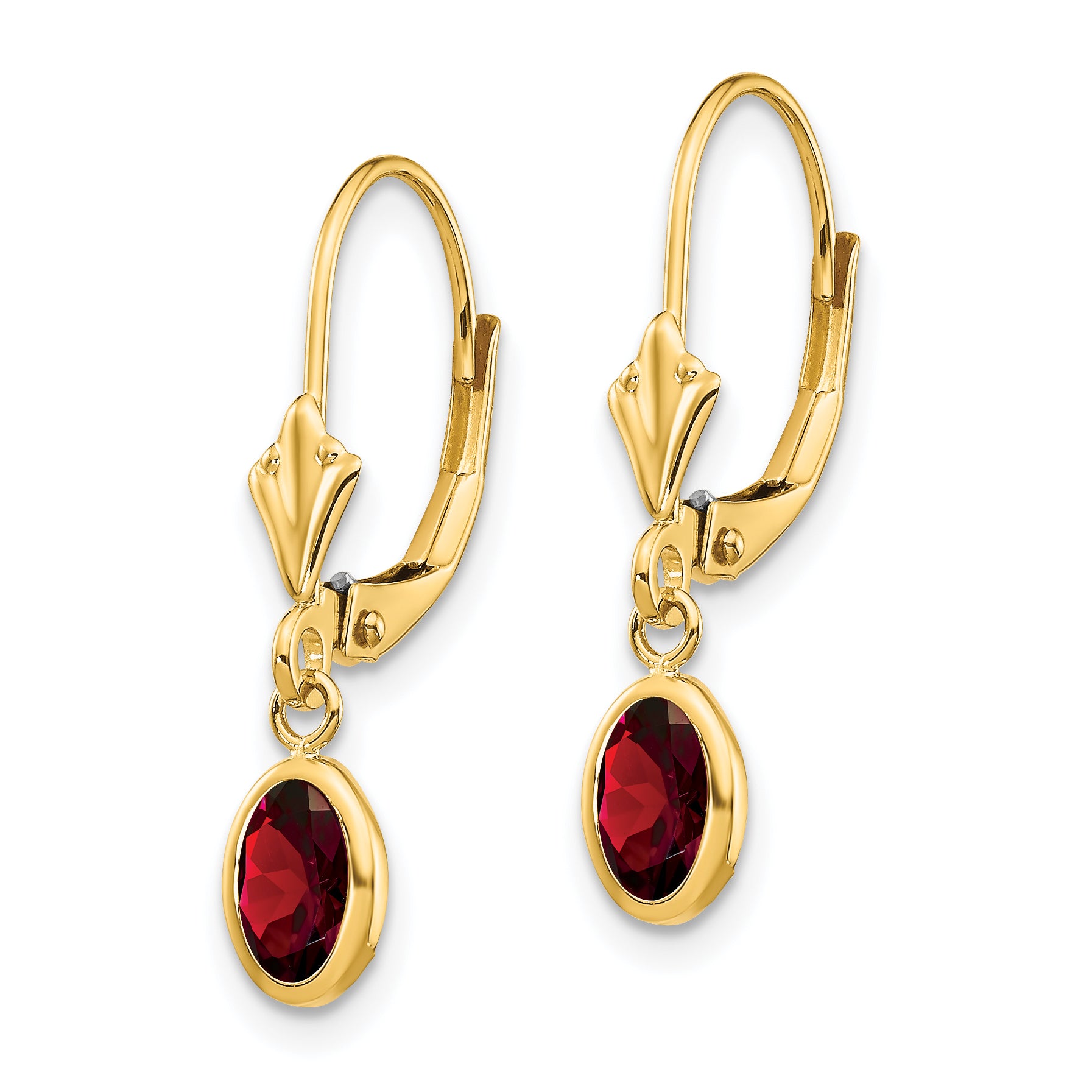 14K Yellow Gold 6X4mm Garnet/January Earrings