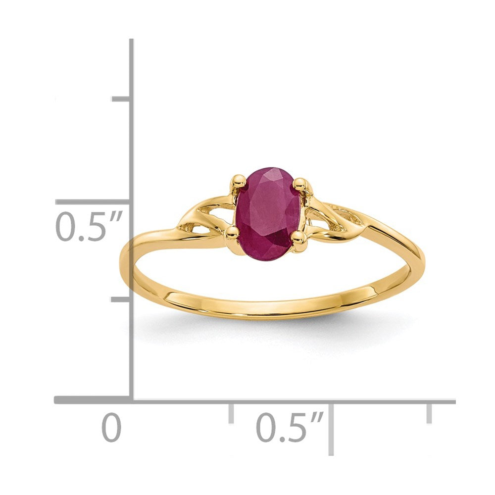 Solid 14k Yellow Gold Simulated Ruby Birthstone Ring