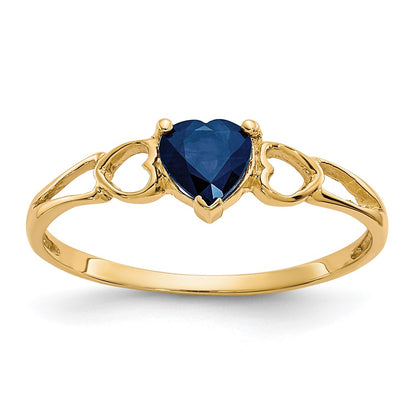 Solid 14k Yellow Gold Simulated Sapphire Birthstone Ring