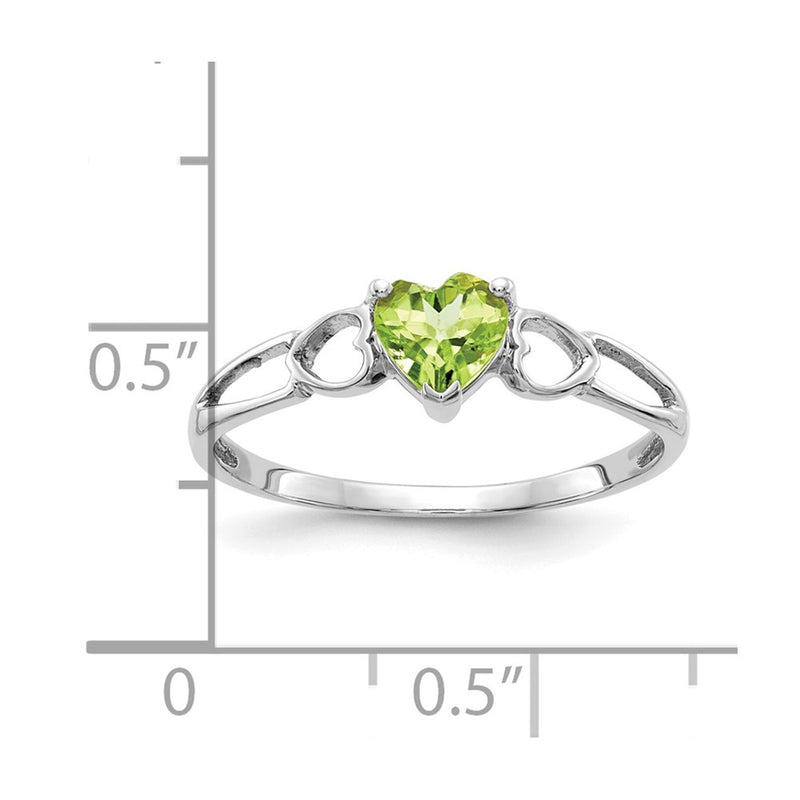 14K White Gold Peridot Birthstone Ring