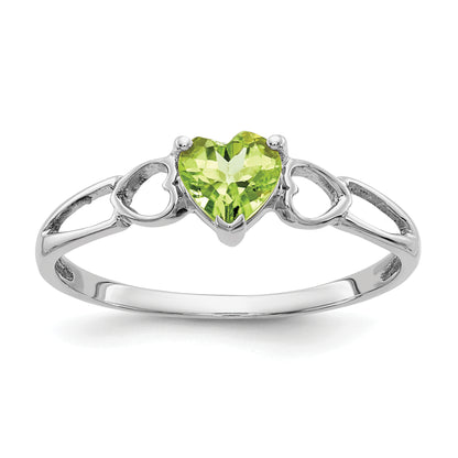 14K White Gold Peridot Birthstone Ring