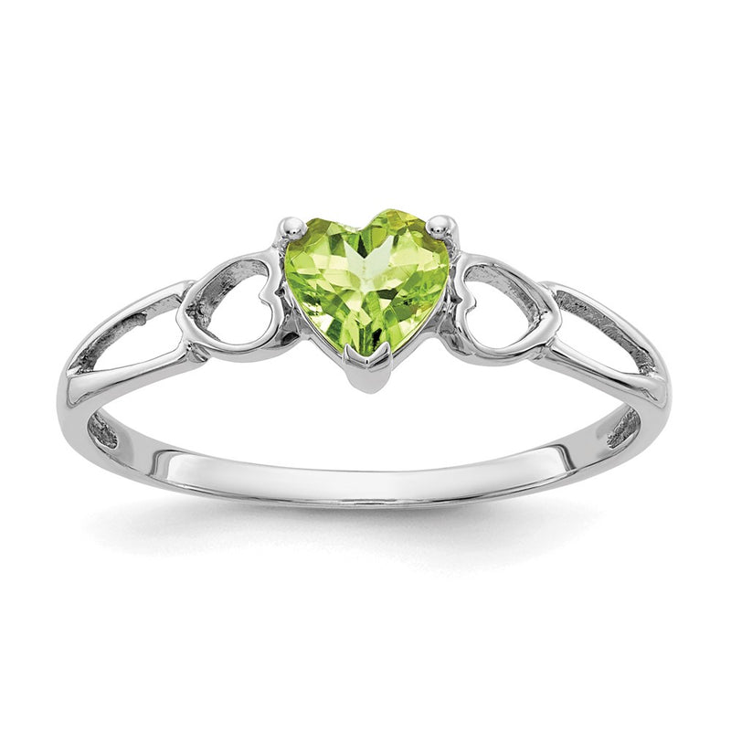 14K White Gold Peridot Birthstone Ring