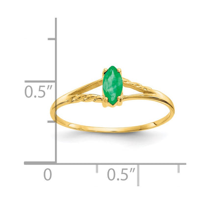 14K Yellow Gold Emerald Birthstone Ring