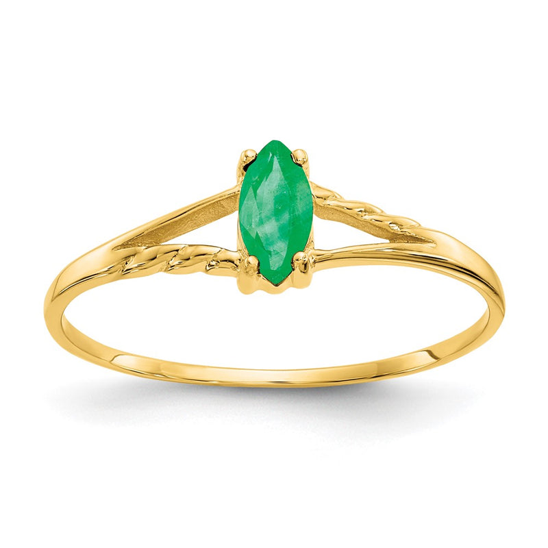14K Yellow Gold Emerald Birthstone Ring