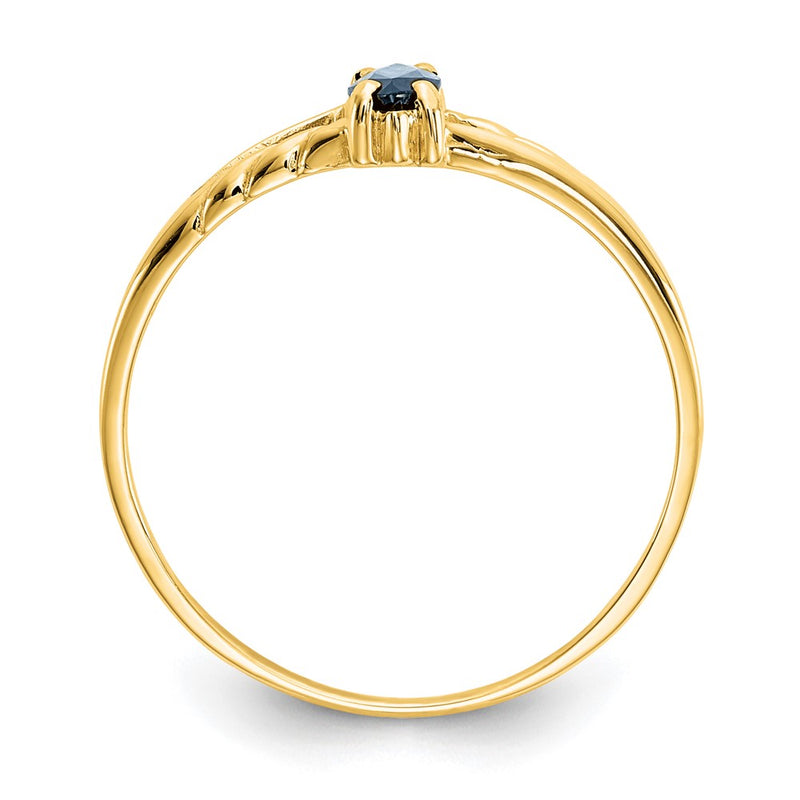 Solid 14k Yellow Gold Simulated Sapphire Birthstone Ring