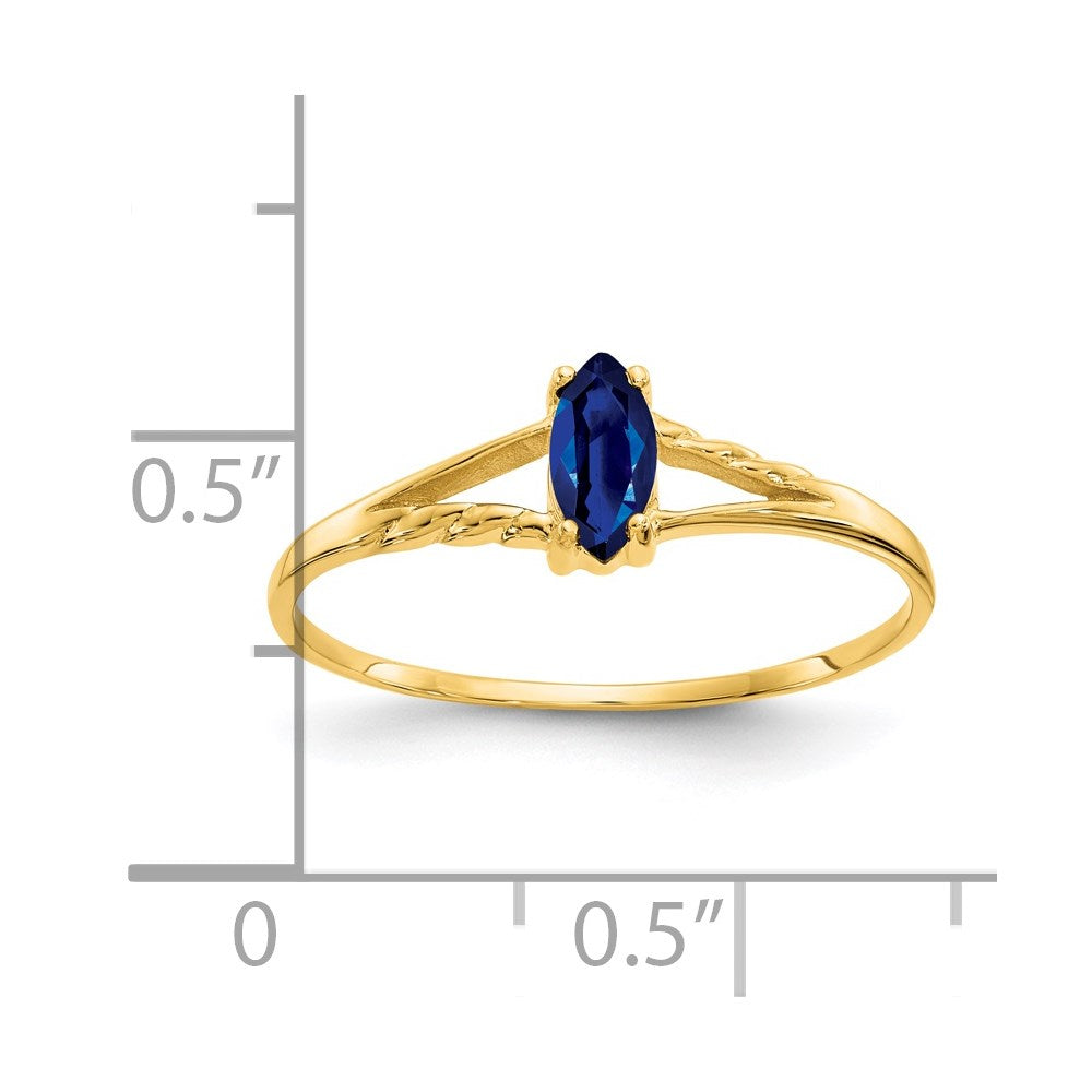 Solid 14k Yellow Gold Simulated Sapphire Birthstone Ring