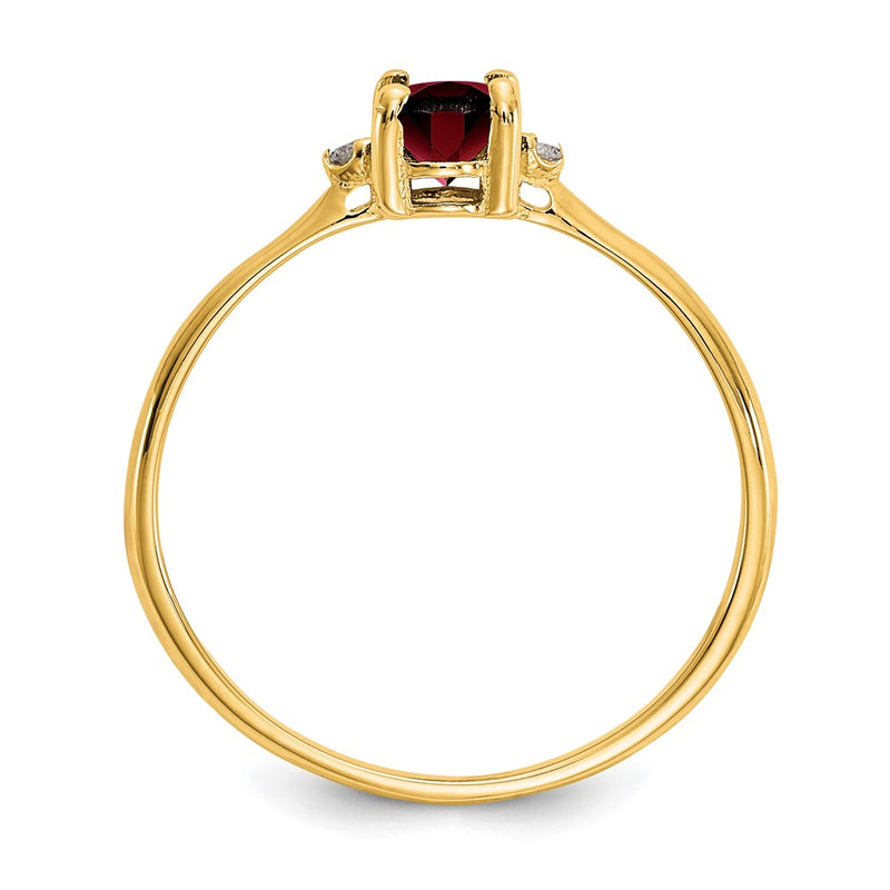 14K Yellow Gold Real Diamond & Garnet Birthstone Ring