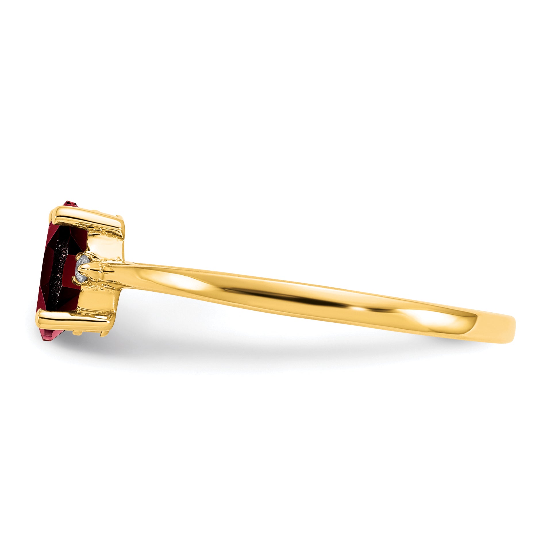 14K Yellow Gold Real Diamond & Garnet Birthstone Ring