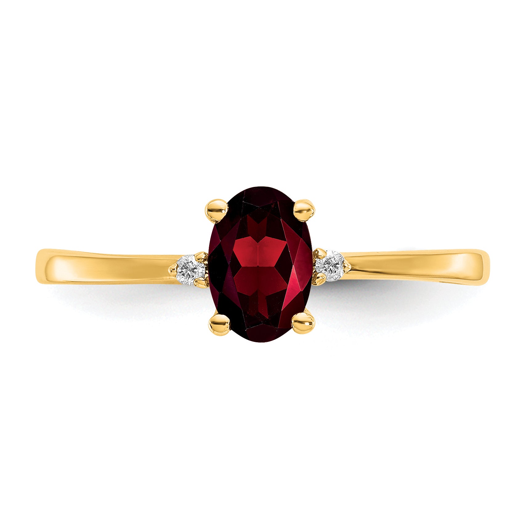 14K Yellow Gold Real Diamond & Garnet Birthstone Ring
