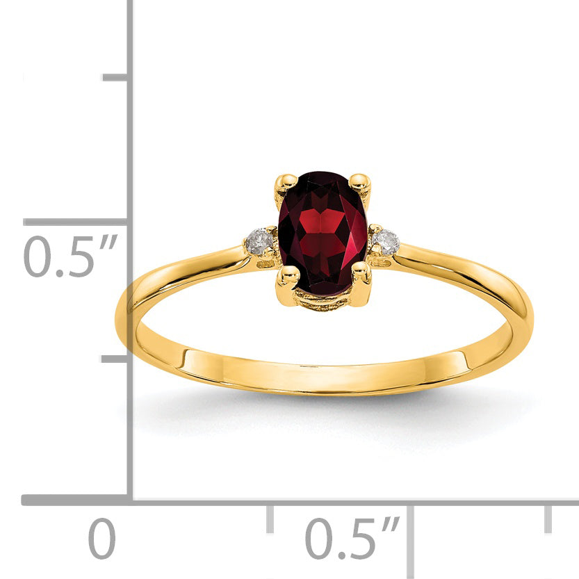 14K Yellow Gold Real Diamond & Garnet Birthstone Ring