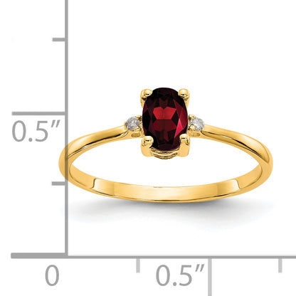 14K Yellow Gold Real Diamond & Garnet Birthstone Ring