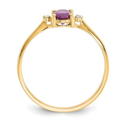 14K Yellow Gold Diamond & Rhodolite Garnet Birthstone Ring