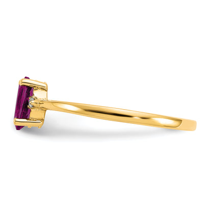 14K Yellow Gold Diamond & Rhodolite Garnet Birthstone Ring