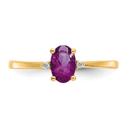 14K Yellow Gold Diamond & Rhodolite Garnet Birthstone Ring