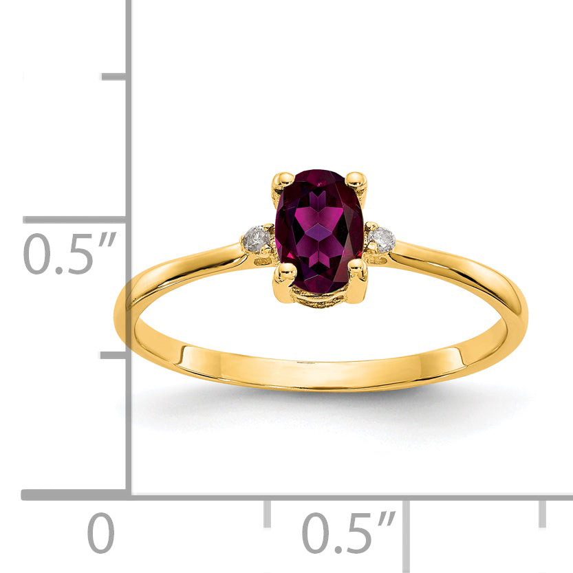 14K Yellow Gold Diamond & Rhodolite Garnet Birthstone Ring
