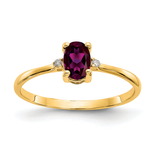 14K Yellow Gold Diamond & Rhodolite Garnet Birthstone Ring