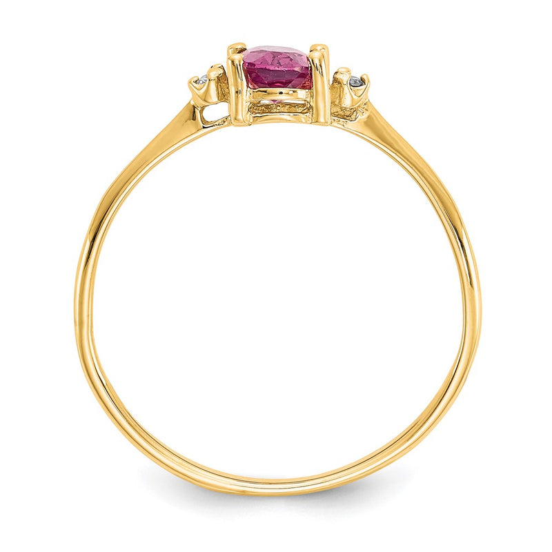 14K Yellow Gold Diamond & Pink Tourmaline Birthstone Ring