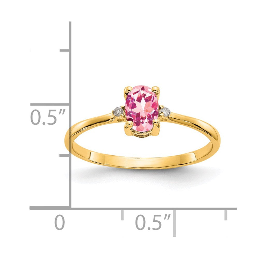 14K Yellow Gold Diamond & Pink Tourmaline Birthstone Ring