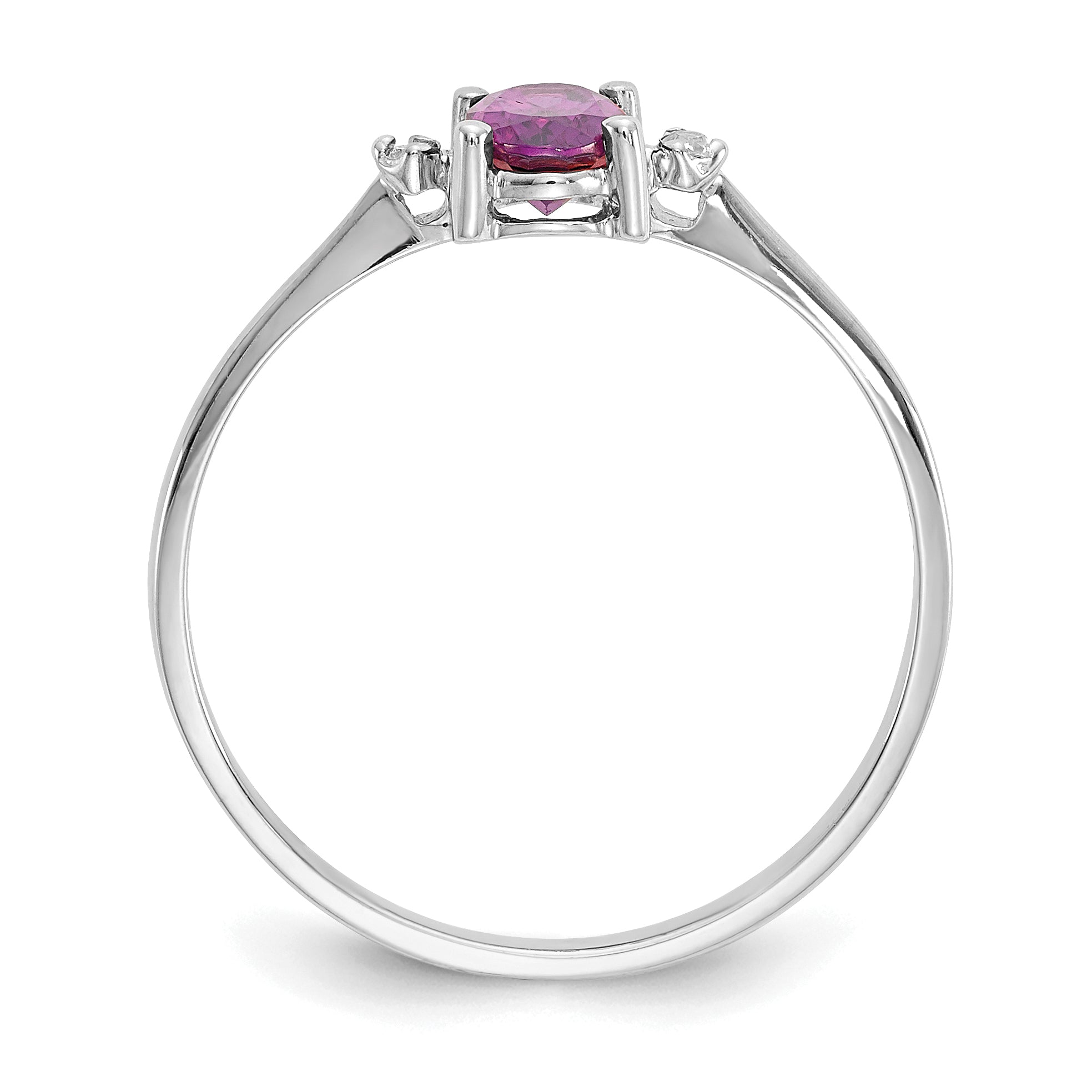 14K White Gold Diamond & Rhodolite Garnet Birthstone Ring