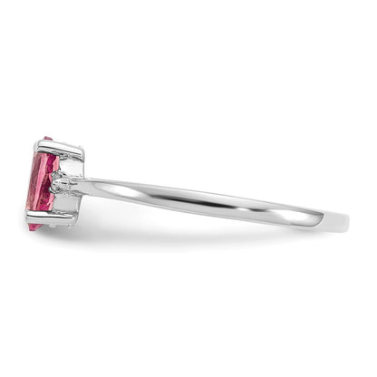 14K White Gold Diamond & Pink Tourmaline Birthstone Ring